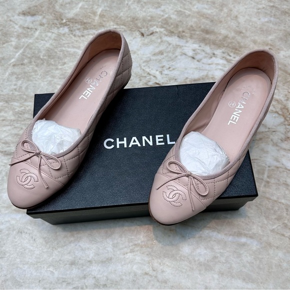 CHANEL Ballet flats Sz.39 Beige/Blush w/Box, shoe bags, docs. - Picture 2 of 16